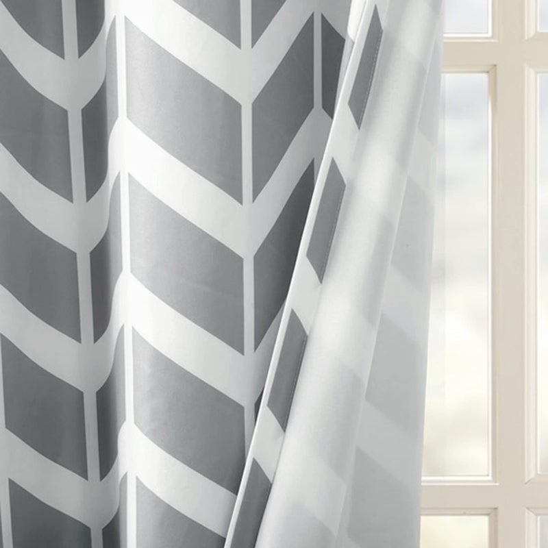 Intelligent Design Yellow in Grey Chevron Printed Curtains for Living Room or Bedroom, Modern Contemporary Grommet Room Darkening Curtains, 42x84, 2-panel pack - Image 5